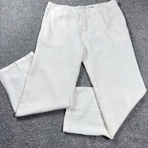 Blanc Bleu Linen Pants Men's 40 White Button Fly Beach Resort Casual